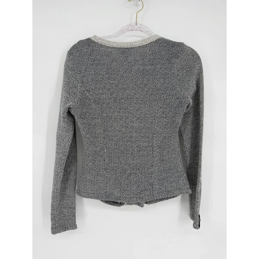 Lucky Brand Diamond Print Asymmetrical‎ Zip Moto Jacket Women's Small Gray White